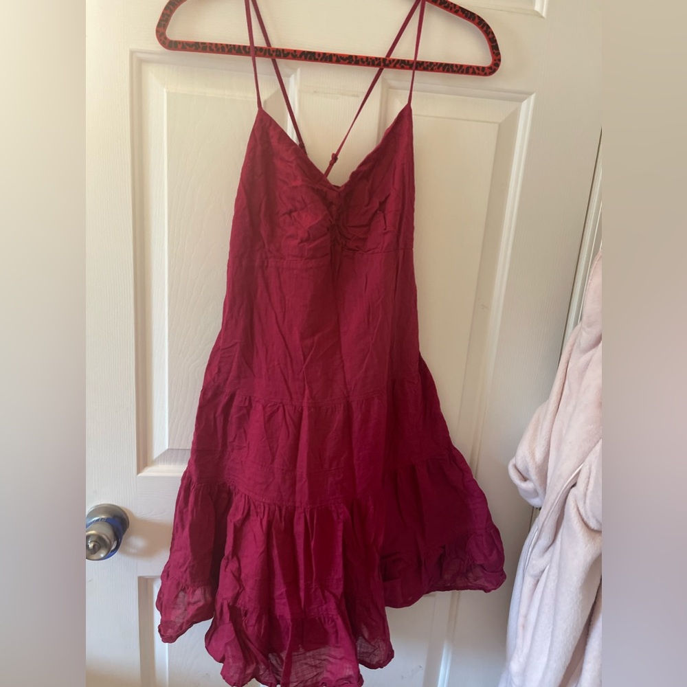 maroon strappy dress